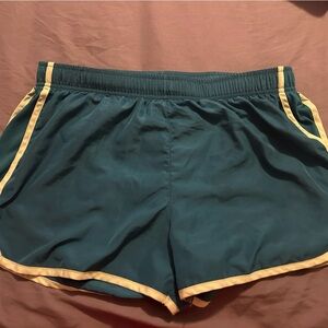 Women's Athletic Shorts in Teal with Yellow Accents